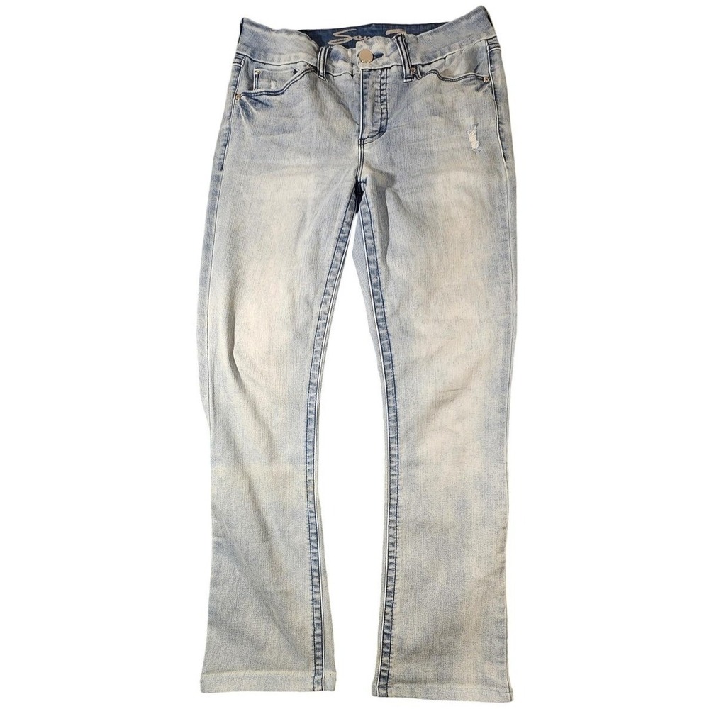 Seven7 Jeans Womens 8 Light Wash Tummyless Bootcut Stretch Denim Blue Pants